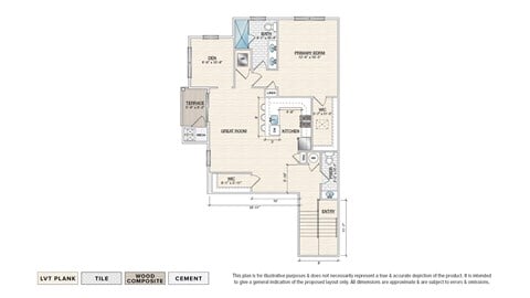 Floor plan for 1 bed, 1.5 baths, 1160 sqft